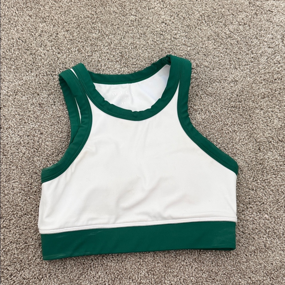 Wilo Green and White Sports Bra